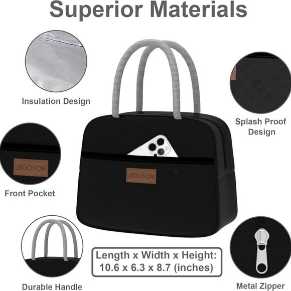 JBGOYON Bento Lunch box set Black Gray New W/O Tags - Picture 6 of 11